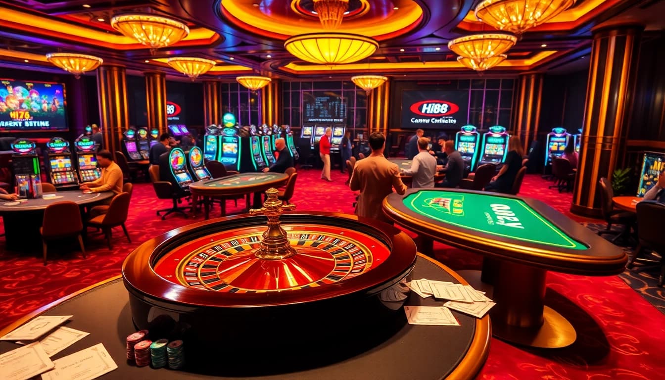 Experience the thrill of gambling at Hi88 with vibrant casino visuals and exciting gameplay.