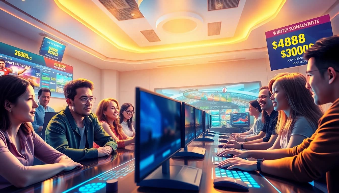 Experience the excitement of online gaming at bk860s.com with diverse players enjoying a digital betting environment.