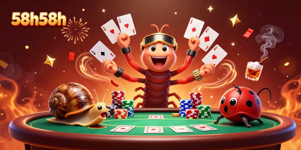 O jogo emocionante no 58h58h atrai jogadores com cartas e fichas de pôquer.