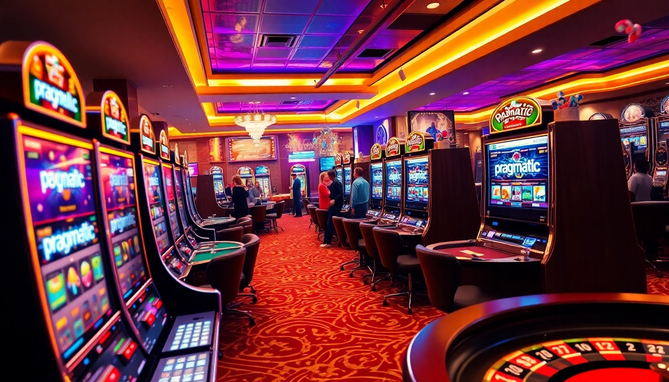 Players enjoying a lively gaming experience with a pragmatic slot at a luxury casino.