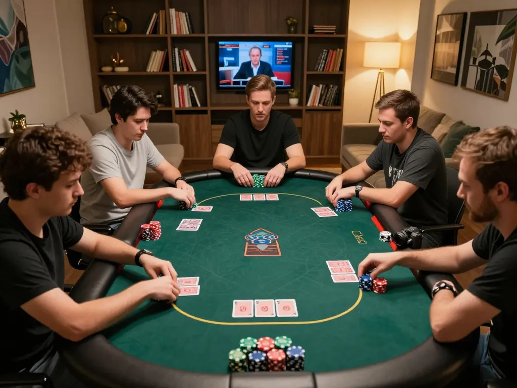 Intense online poker gameplay showcasing players engaged in competitive action at thabet virtual table.