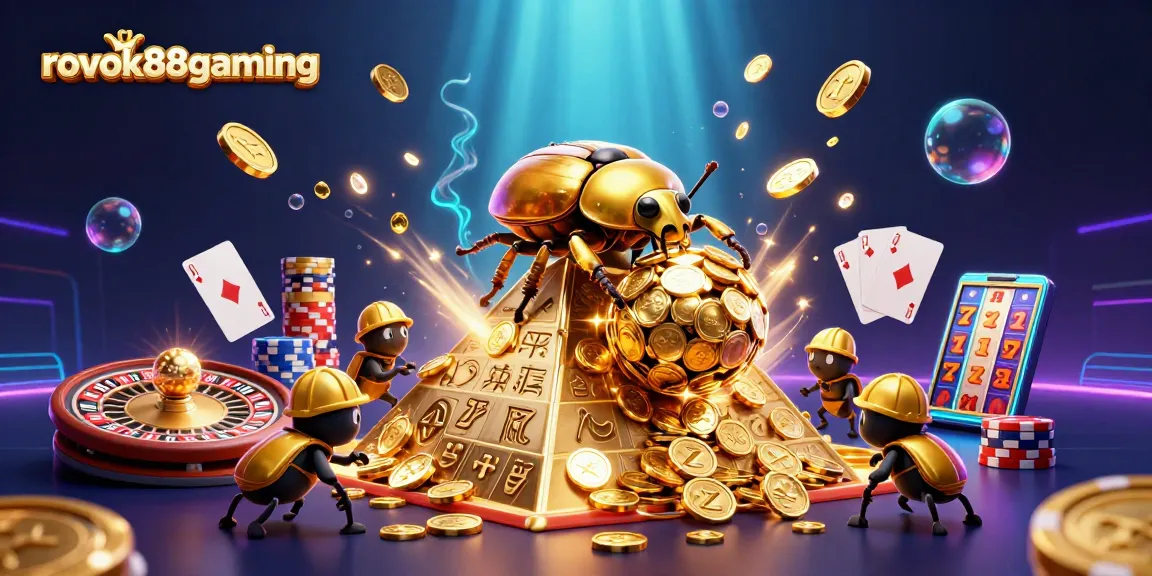 Experience winning thrills with the rokok88gaming beetle, rolling golden coins and capturing casino excitement!