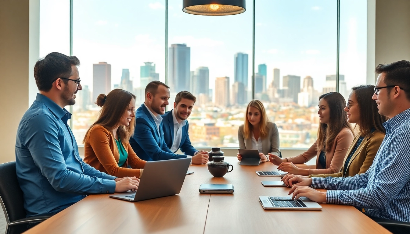 Engaging team collaboration on social media marketing edmonton strategy in a modern setting.