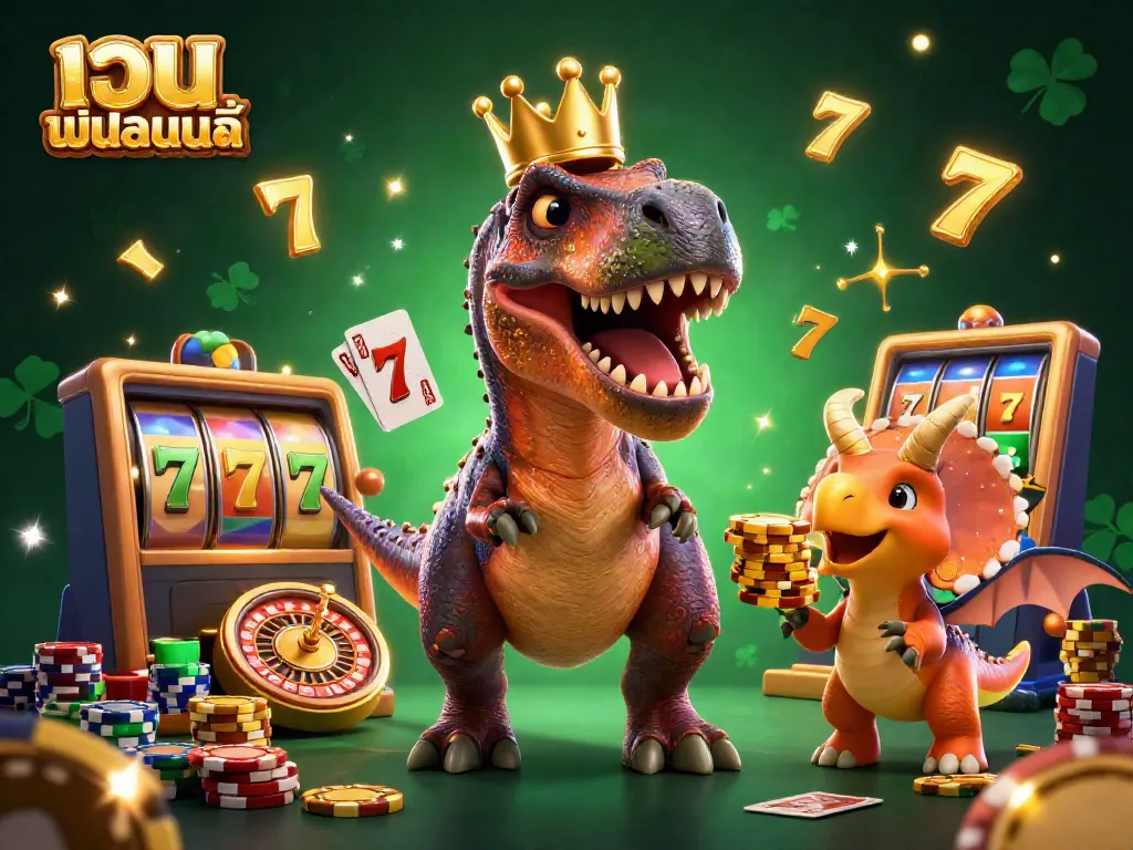 เล่นที่เว็บ พนัน ออนไลน์ กับ T-Rex ที่น่ารักและช่วยเหลือที่กำลังจัดการการ์ดคาสิโน