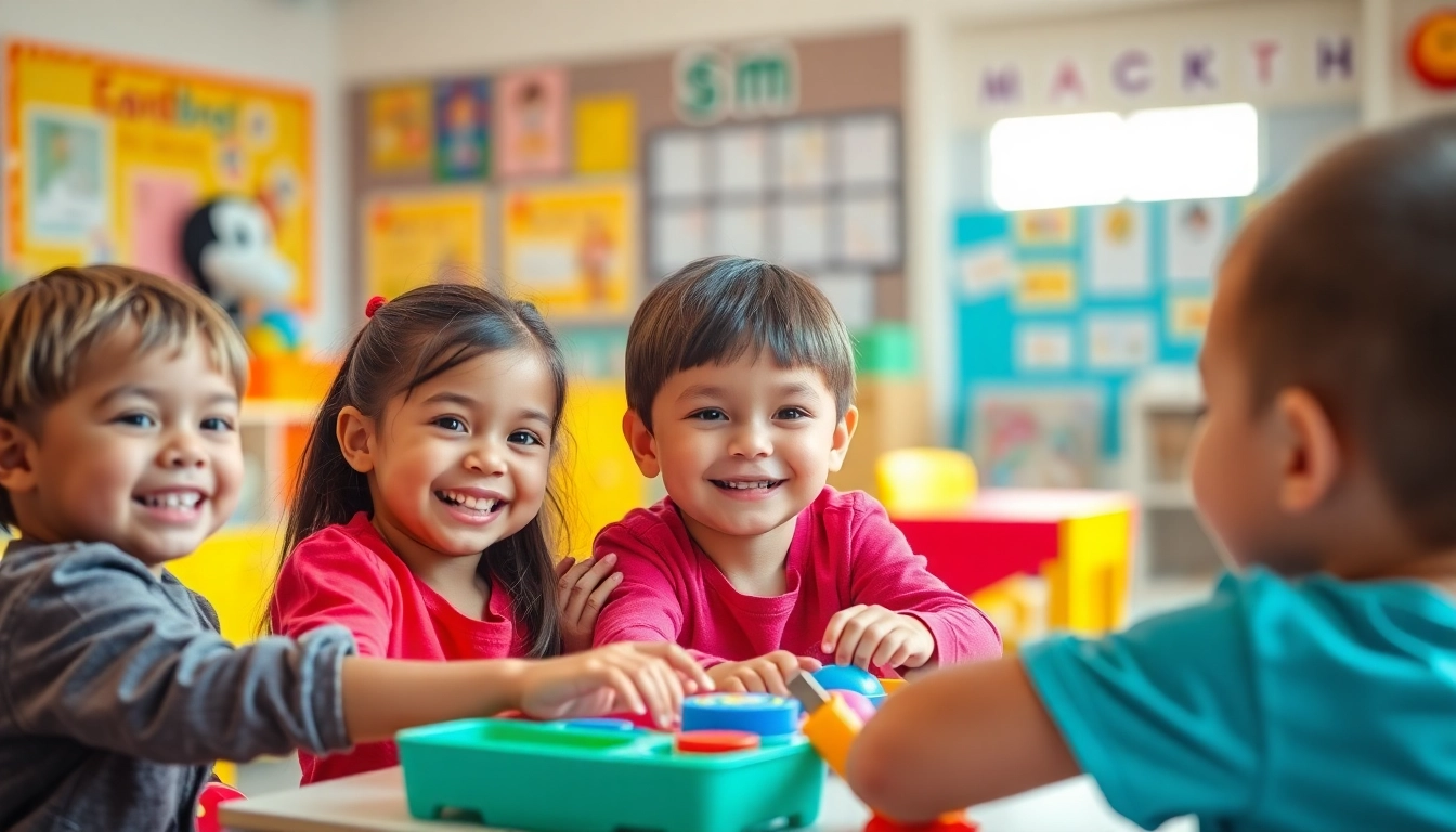 Children engaging in learning activities at https://juniorsjunction.com, showcasing joy and creativity in a vibrant daycare setting.