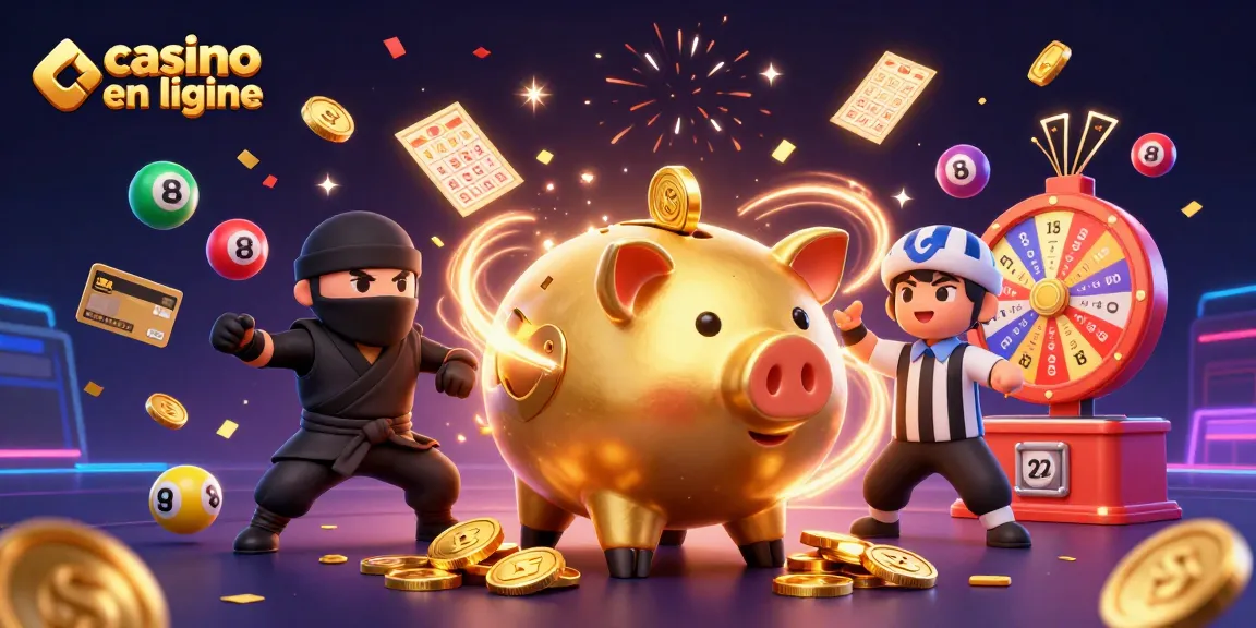 Découvrez une scène dynamique de casino en ligne avec des personnages colorés et des éléments de jeu.