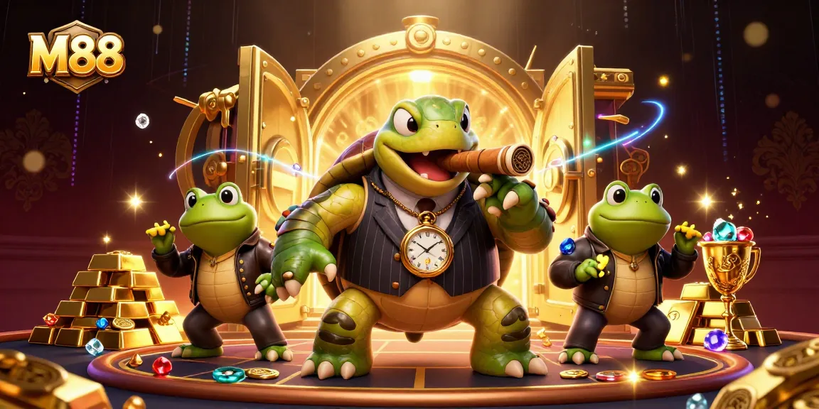 M88 enhances your betting experience with a vibrant casino scene featuring unique characters and rich game elements.