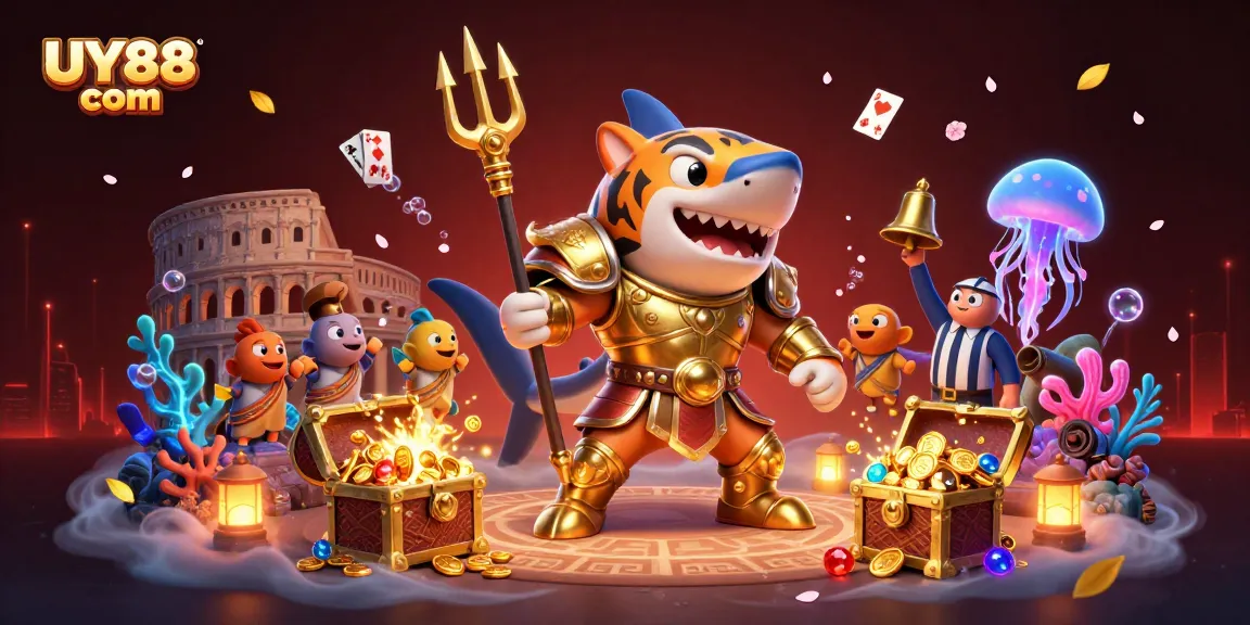 Engage with vibrant games at UY88 com featuring an underwater casino scene with exciting elements.