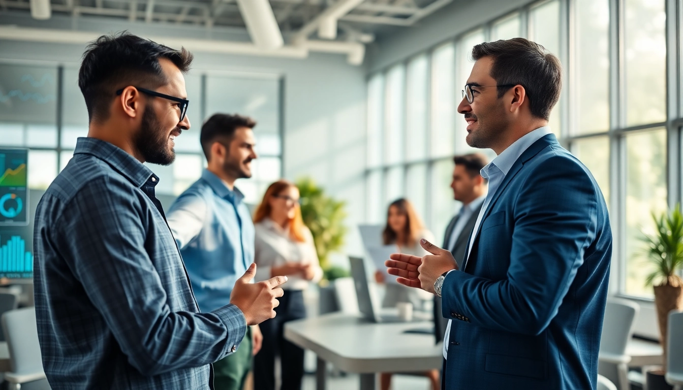 Engaging enterprise ai assistant collaborating with a team in a modern office setting.