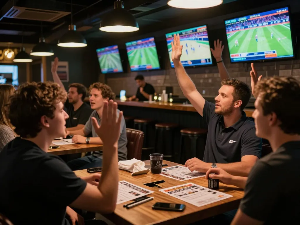 Experience the thrill of sports betting at 33cc.info with friends celebrating wins.