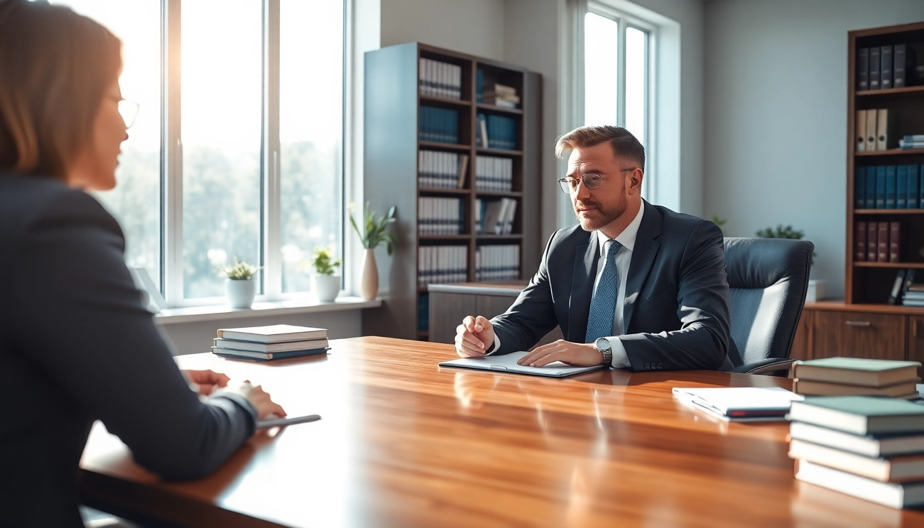 Sarasota personal injury lawyer providing expert legal advice in a bright office.