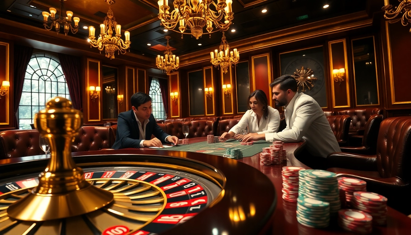 Découvrez un gameplay palpitant dans un casino en ligne avec une élégante table de poker et une roulette dynamique.