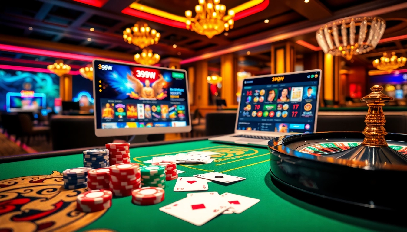 Experience high-stakes gaming with 399W's online platform featuring rich casino elements.