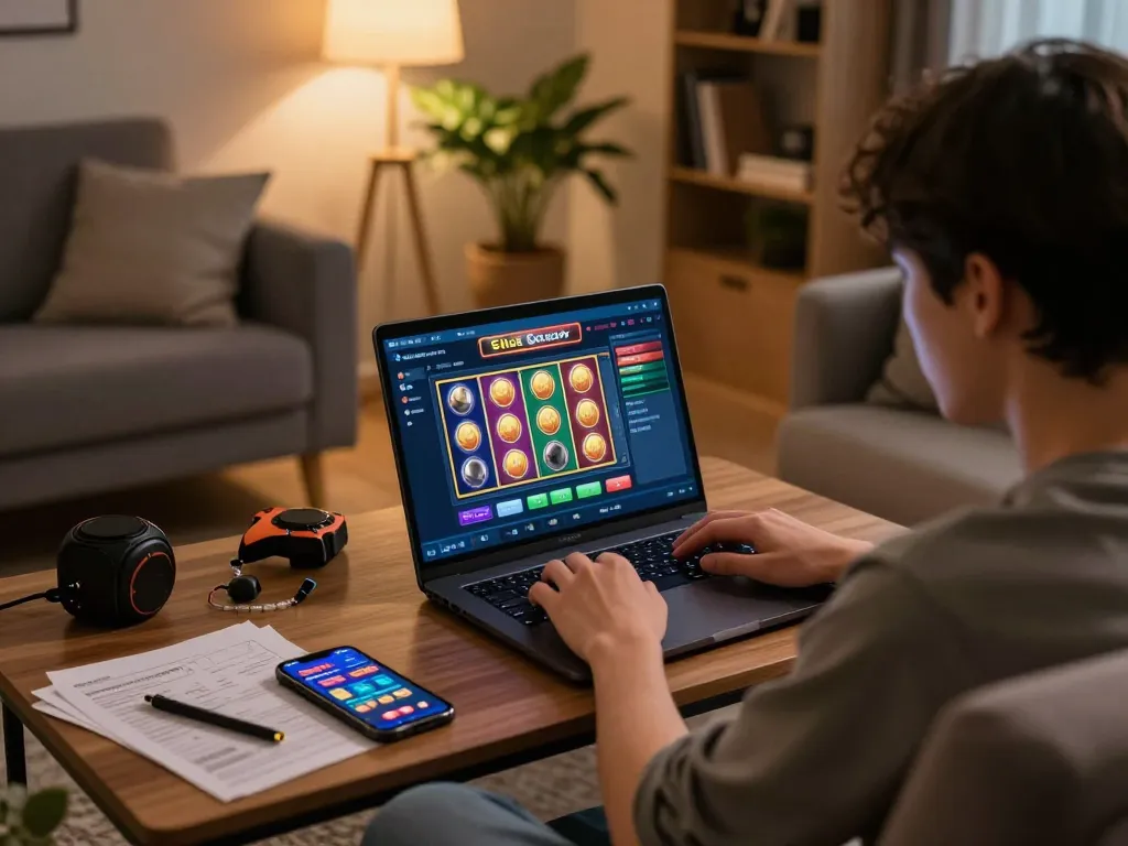 Engaging online player winning on situs slot gacor game interface from the comfort of home.