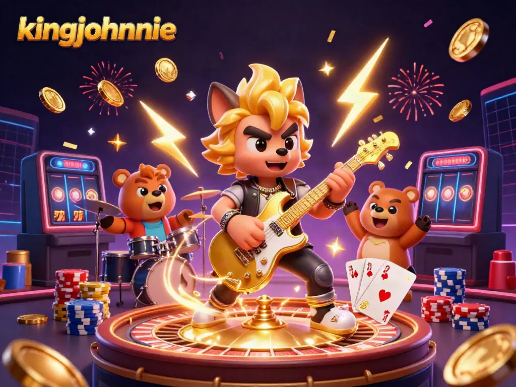 Experience the electrifying thrill of kingjohnnie casino with cartoon rock star characters and dynamic gaming elements.