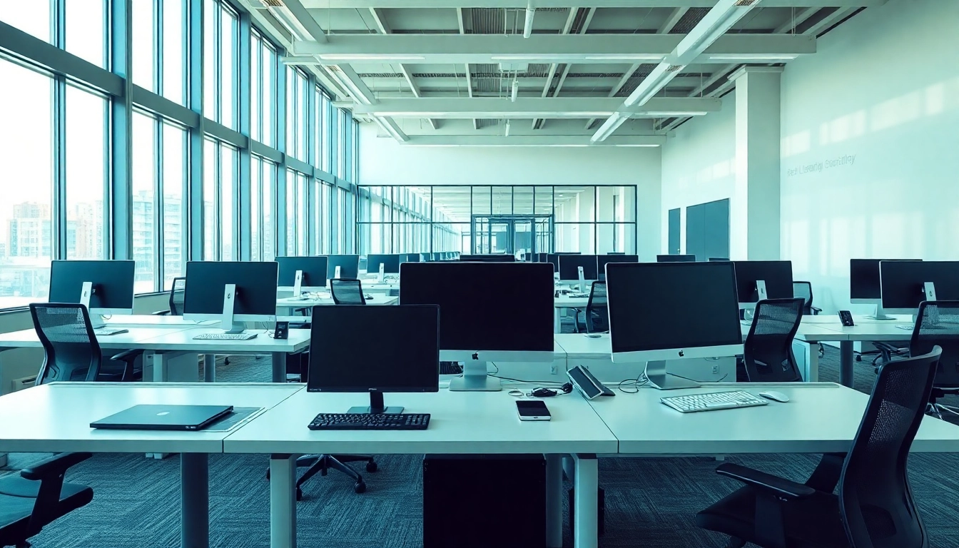 Visualize industrial leasing office creating modern workspaces with efficient setups and natural light.
