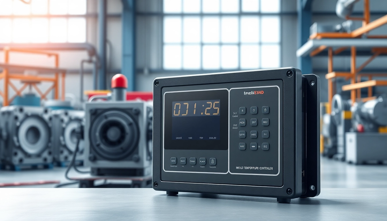 Adjusting the mould temperature controller featuring advanced controls for efficient temperature management.