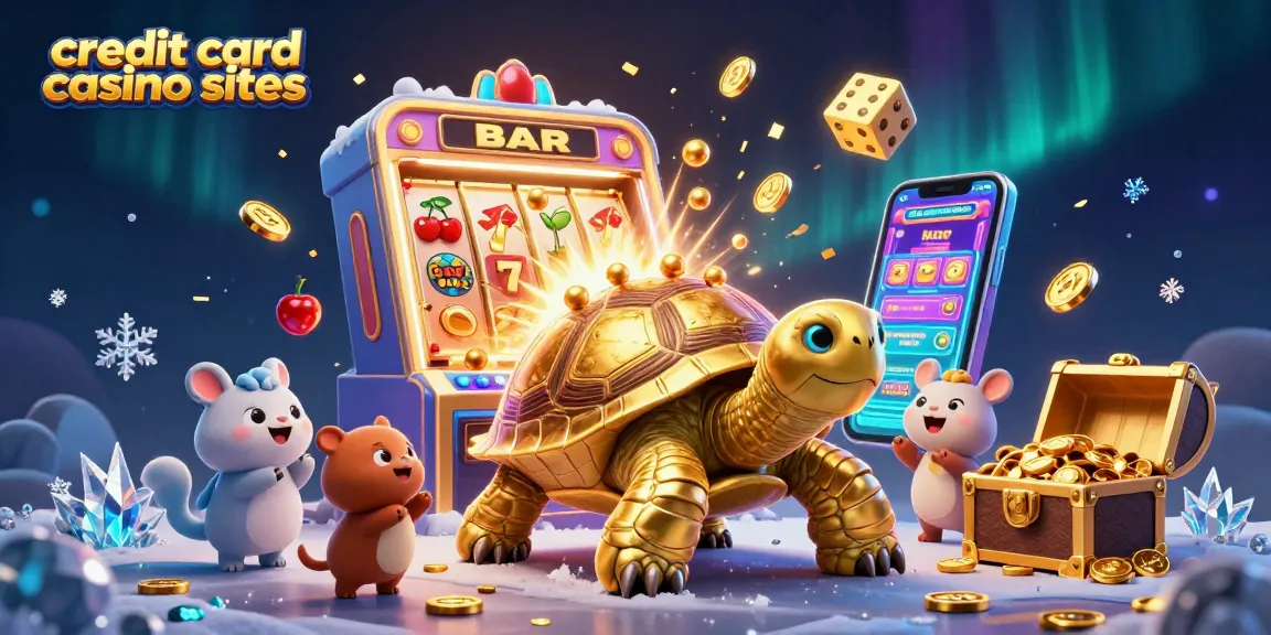 Experience the excitement at credit card casino sites with a colossal tortoise pinball machine and slot jackpots.