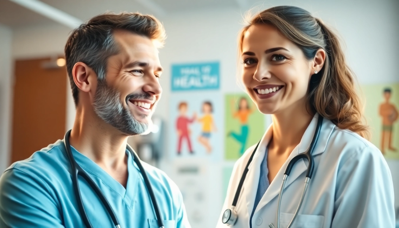 Engaging consultation scene featuring YourGP helping a patient in a modern clinic.
