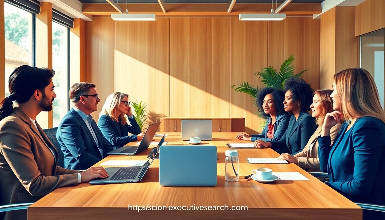 Nonprofit leaders collaborating in a professional setting showcasing the mission-driven ethos of https://scionexecutivesearch.com/.