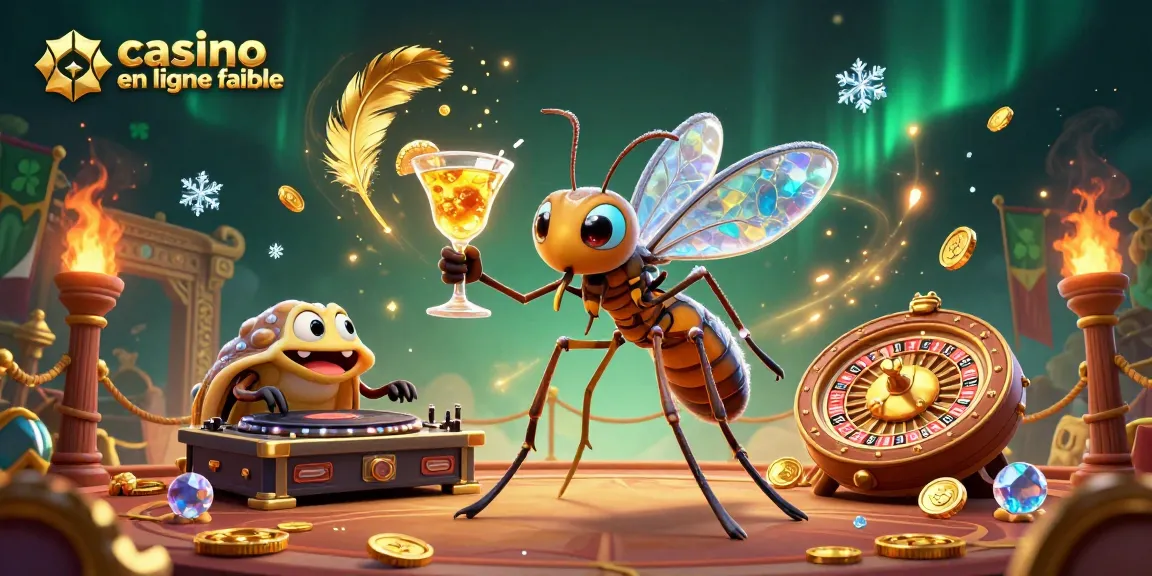 Admirez l'animation d'un casino en ligne fiable avec un moustique mascotte et un DJ trilobite