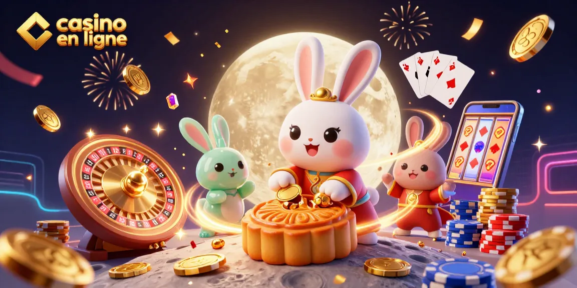 Plongez dans l'univers captivant de casino en ligne avec la scène dynamique d'un lapin lunaire créant des jetons de poker.