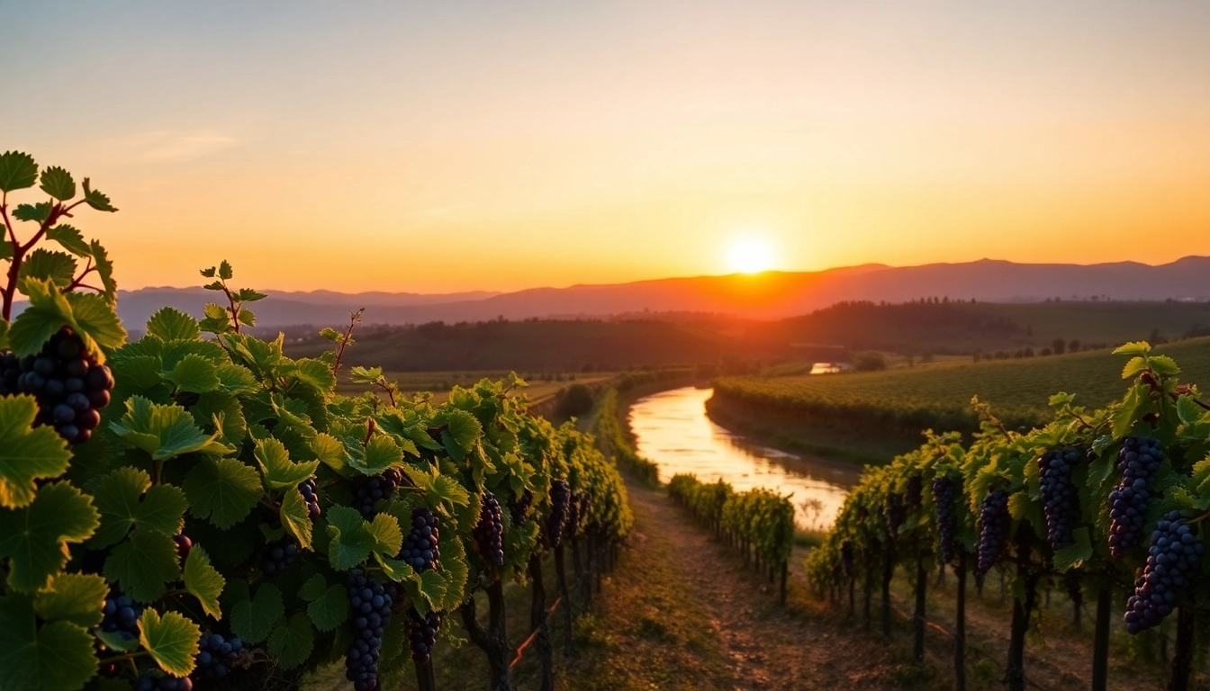 Experience the serene vineyards of Carksburg CA showcasing lush landscapes and stunning sunsets.