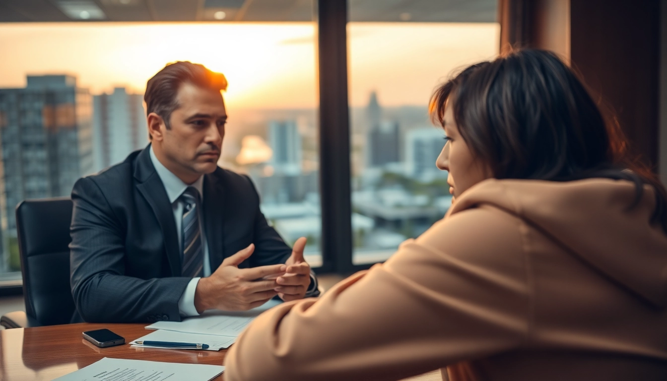 Clearwater truck accident attorney consulting a client in a professional office setting.