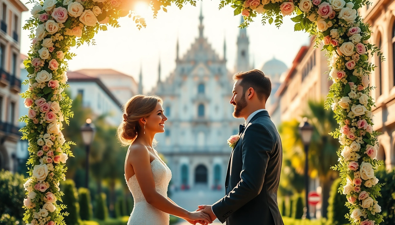 Fotografo Milano che cattura una scenografia di matrimonio nel cuore di Milano.