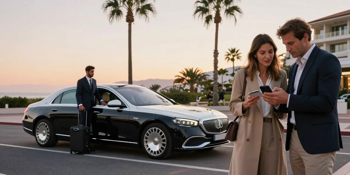 Transfert privé Nice Saint-Tropez - chauffeur élégant attendant à l'aéroport de Nice pour un transfert premium vers Saint-Tropez