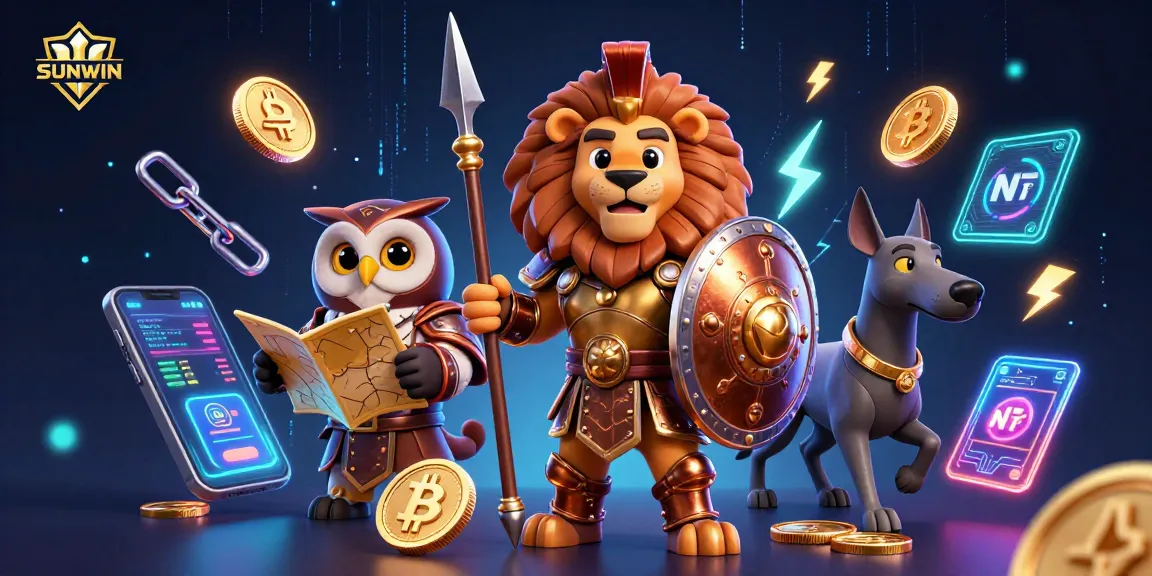 SUNWIN offers thrilling gambling experiences with a majestic lion and owl in a rich, dynamic casino scene.
