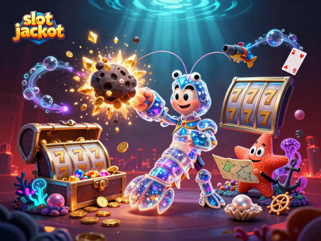 Engage with slot jackpot excitement in this dynamic 3D illustration featuring vibrant casino themes.