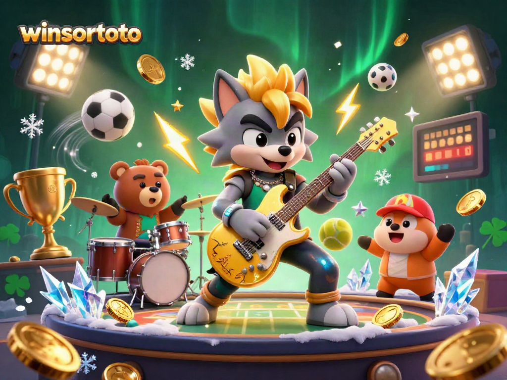 Menggunakan winsortoto, saksikan rocker serigala ikonik bermain gitar emas di kasino yang megah.