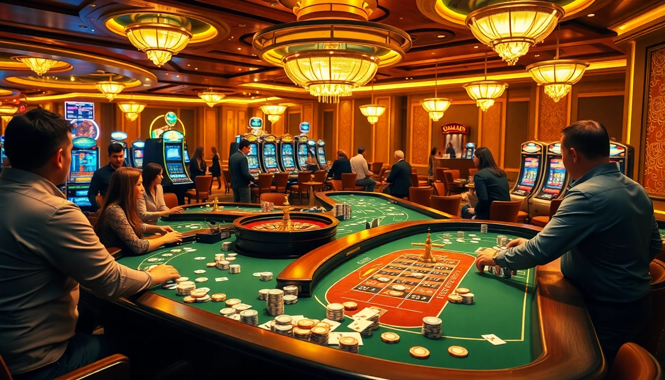 Exciting casino scene featuring gameplay at https://789paka.com, with vibrant slot machines and poker tables