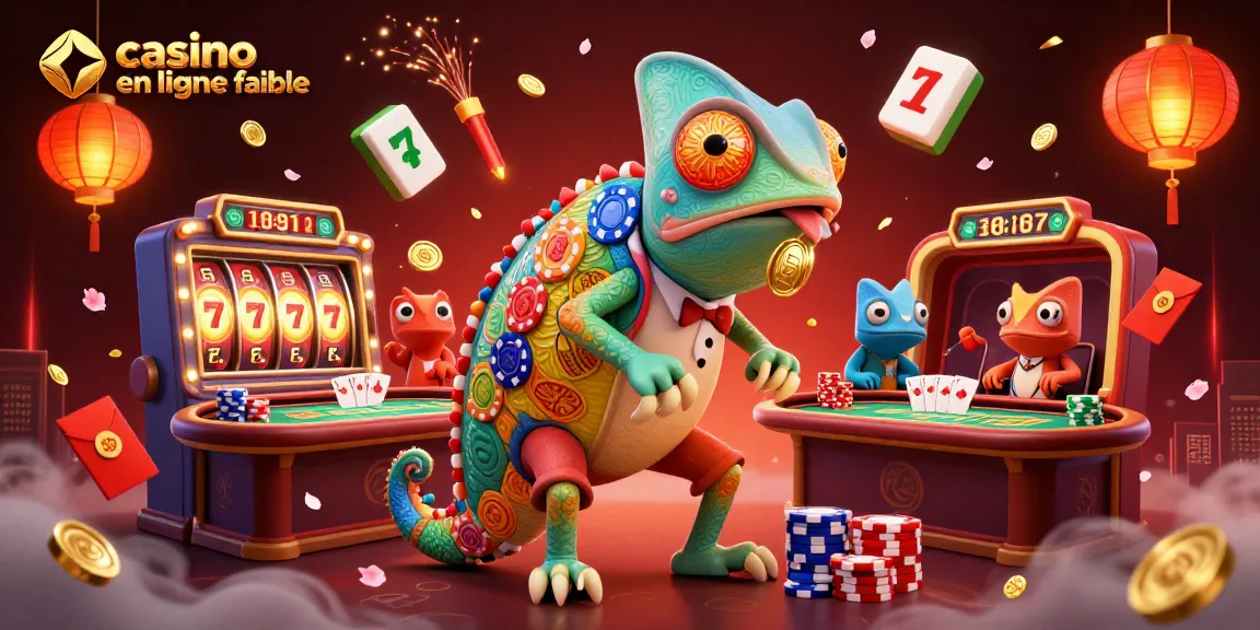 Illustration captivante d'un chameleon casino aux couleurs changeantes, rassemblant l'univers du casino en ligne fiable.