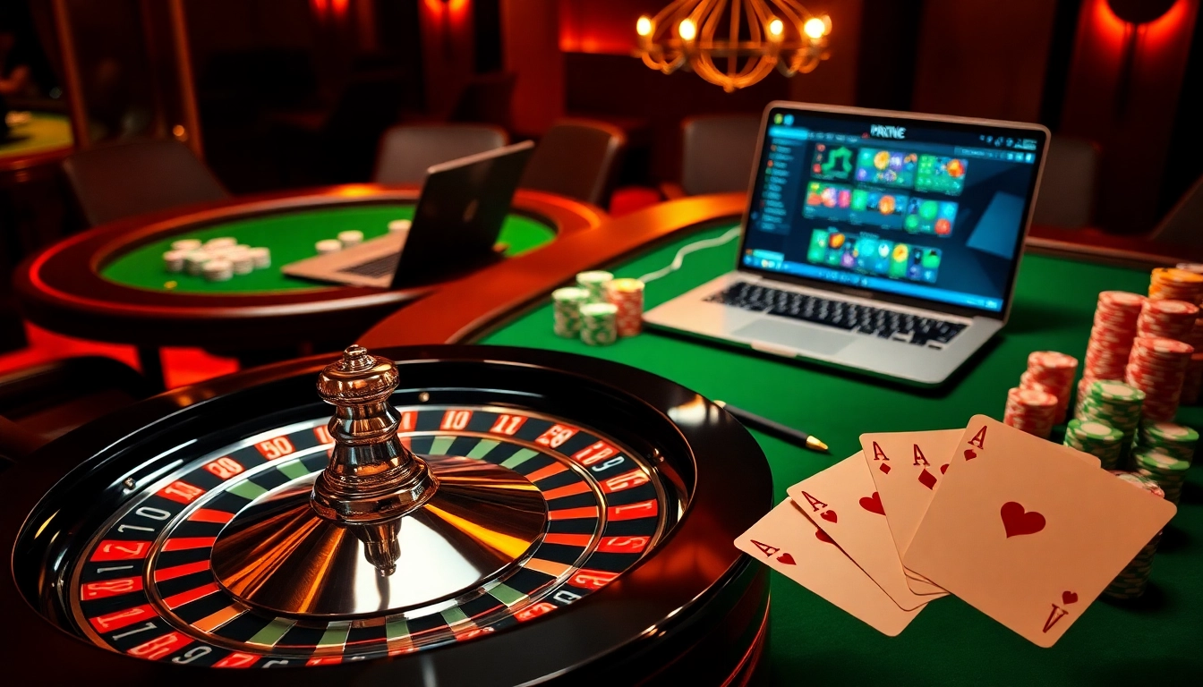 Engager les joueurs dans une atmosphère de casino en ligne passionnante avec des éléments vibrants de roulette et de poker.