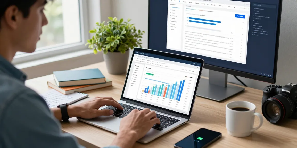 SEO expert analyzing what is PBN links data in a modern office setting with marketing analytics on screens.