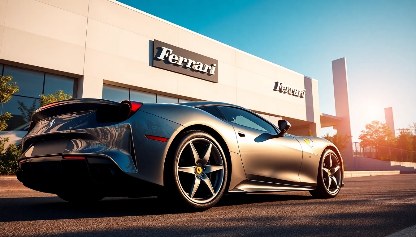 Showcasing Ferrari dealers Sandton with premium sports car in modern dealership.