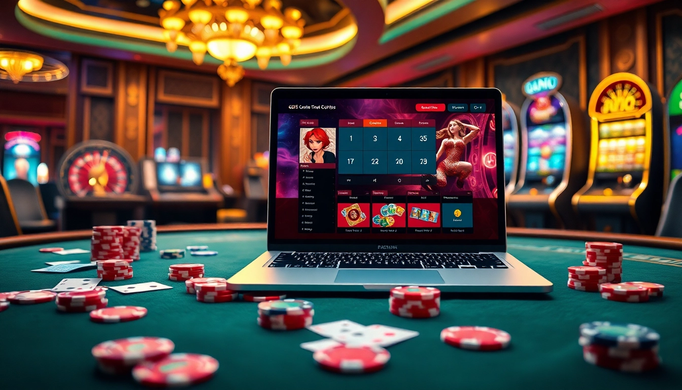 Experience the excitement of GO8 with vibrant casino tables, poker chips, and dynamic online gaming.