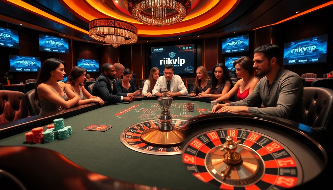 Players engaging in a lively poker game at the rikvip online casino, showcasing excitement and strategy.