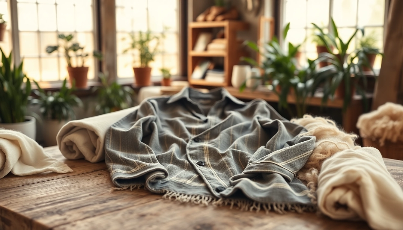 Raw Ecoproject artisan garments featured in a sunlit workspace with natural materials.