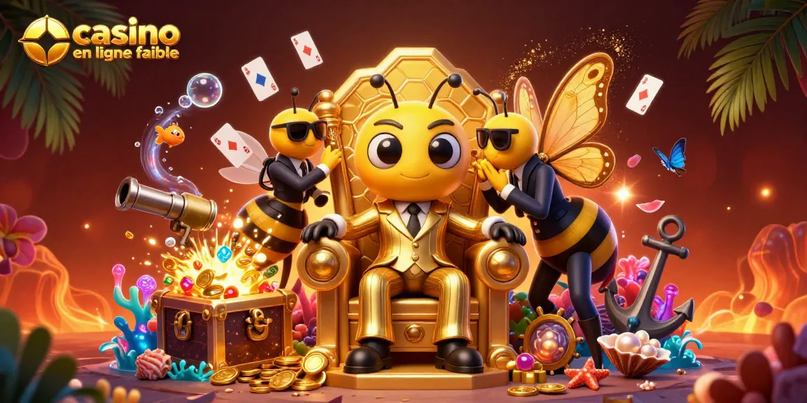 Illustration d'une scène captivante de bumblebee mob boss et de gardes, représentant un casino en ligne fiable.