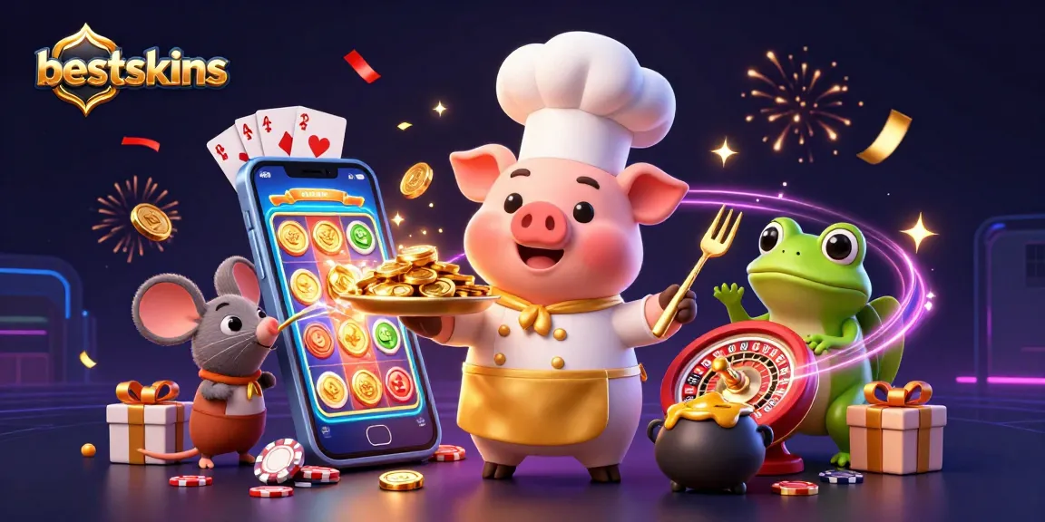 Experience thrilling gameplay with bestskins in a vibrant casino scene featuring engaging characters.