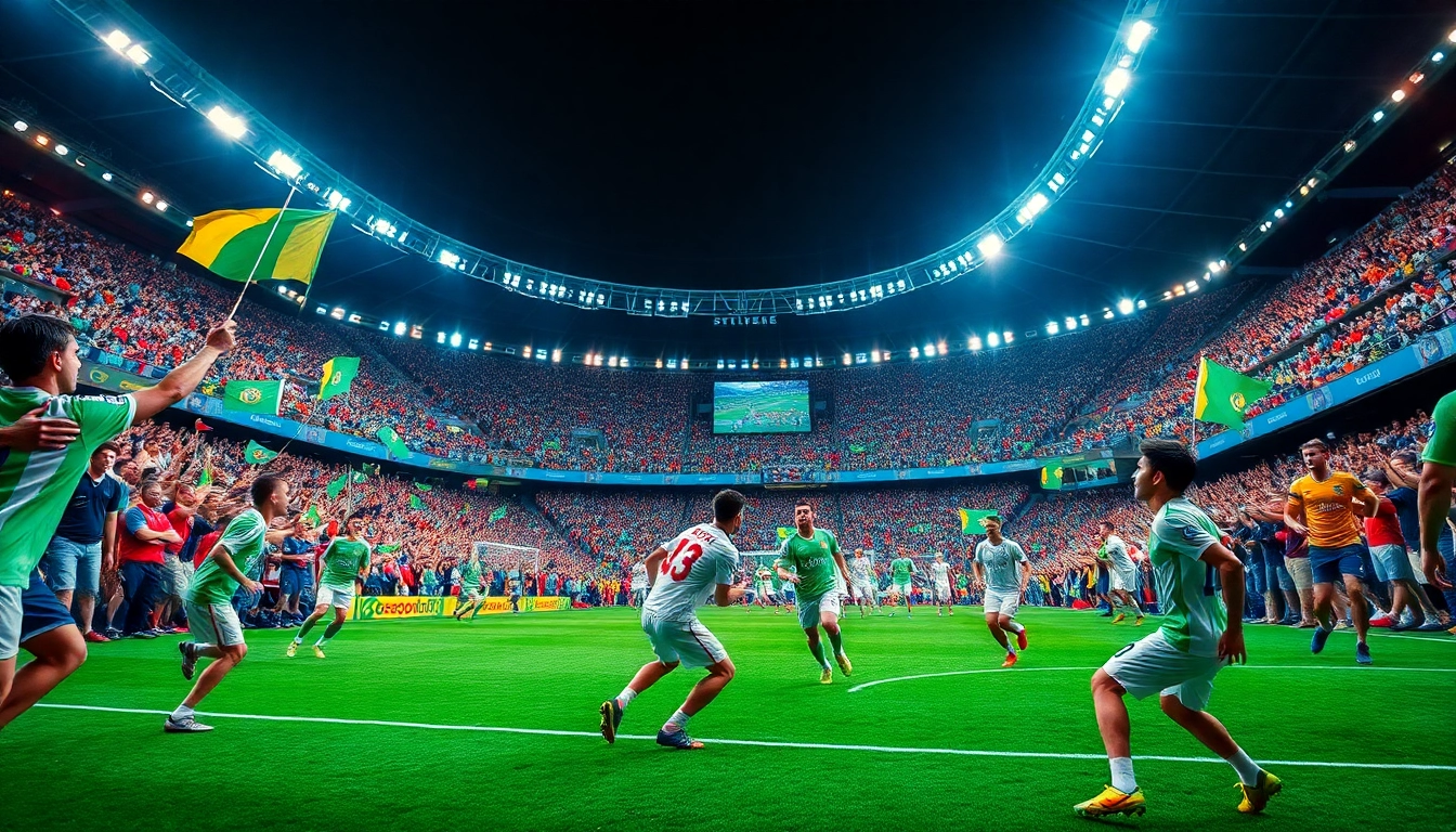 Soccer fans engaged in a thrilling match, showcasing the energy of socolive.com.co's live streaming experience.