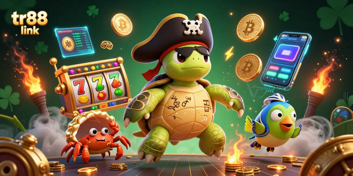 Spin to win with tr88 link highlights, showcasing vibrant characters and crypto-themed elements in a lively casino scene.