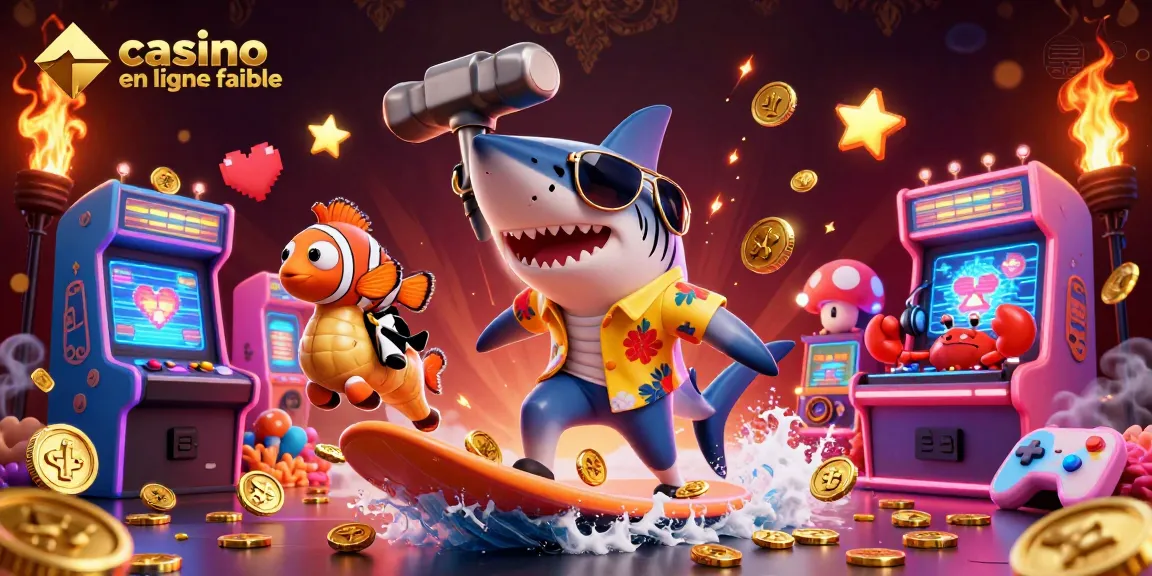 Jouer sur casino en ligne fiable avec un requin et un poisson clown dans un cadre animé.
