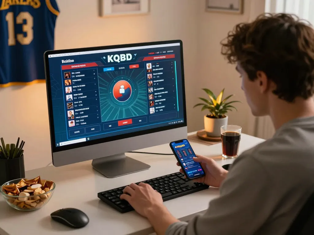 KQBD sports betting session with intense focus on live scores and statistics
