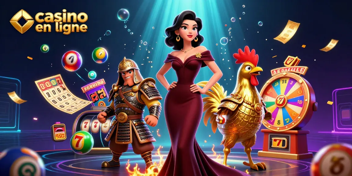 Participez à une action passionnante de casino en ligne, présentant des éléments de machines à sous vibrants et des personnages dynamiques.