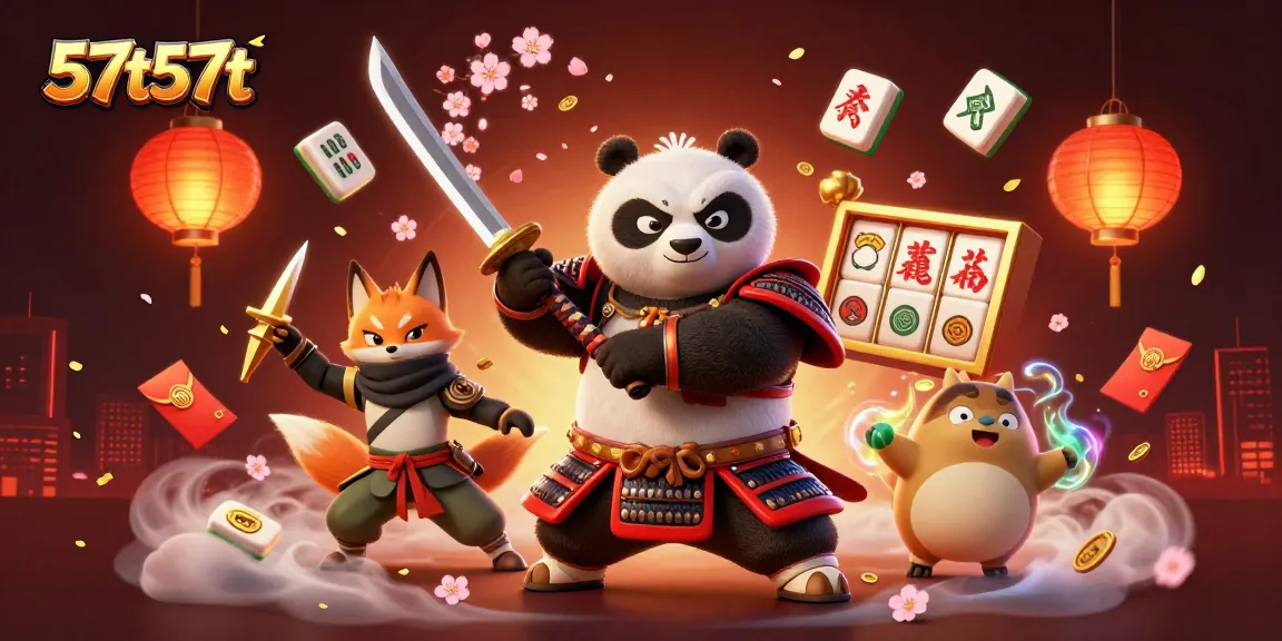 Engage with dynamic 57t57t themed online casino action featuring vibrant samurai panda and magical elements.