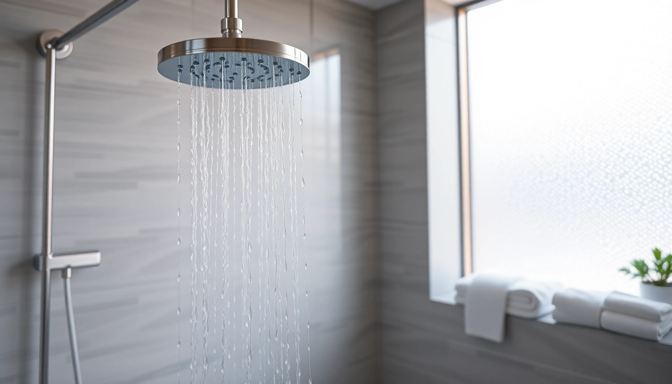 Experience elegant showers through a modern bathroom design with luxurious features and natural lighting.